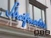 Leuchtschrift STREIFENEDER, Beleuchtung mit blauen LED Porfil 5, Gehuse nach RAL lackiert.